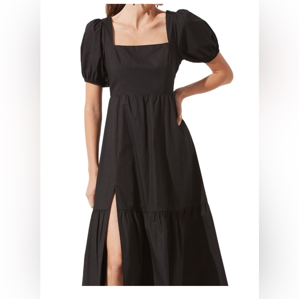ASTR The Label Poplin Puff Sleeve Tiered Midi Dress ,Large - Picture 7 of 12